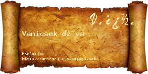 Vanicsek Éva névjegykártya