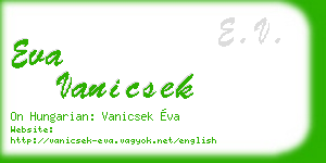 eva vanicsek business card